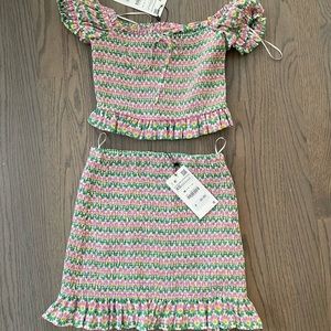 Zara printed ruched two piece set